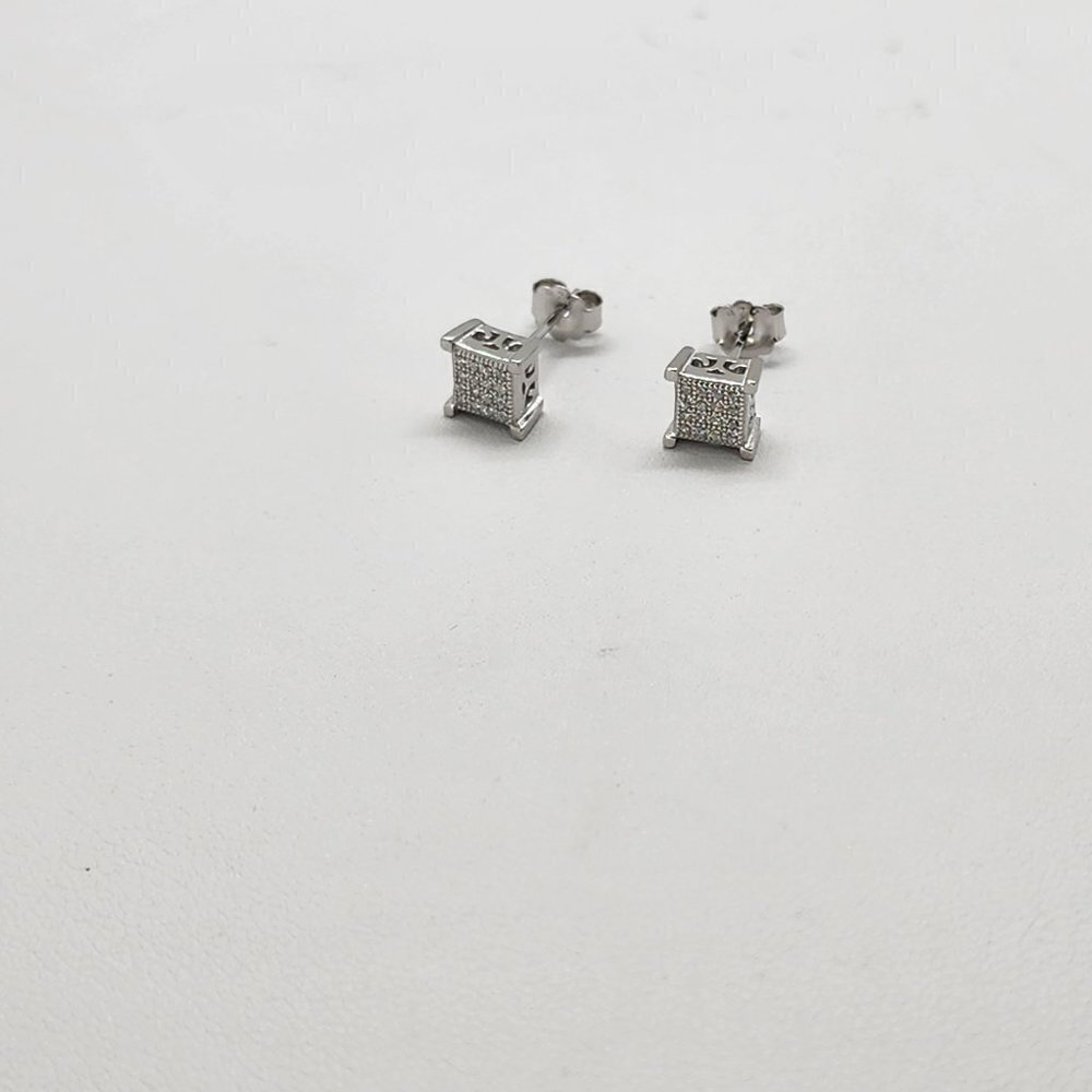 Brand New Sterling Silver 925 Square Cz Earrings